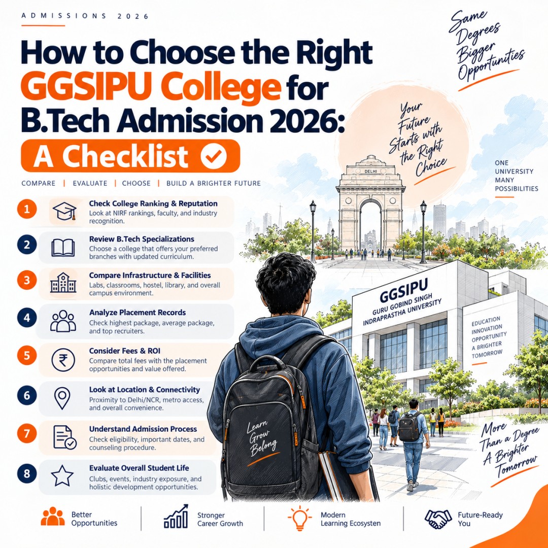 How to Choose the Right GGSIPU College for B.Tech Admission 2026: A Checklist